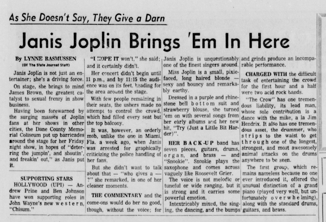 "Janis Joplin Brings 'Em Here"
